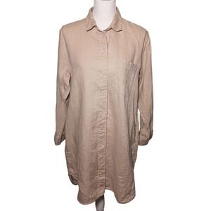 NEW Quince Women's 100% Linen Shirt Dress Size S Driftwood Long Sleeve Oversized